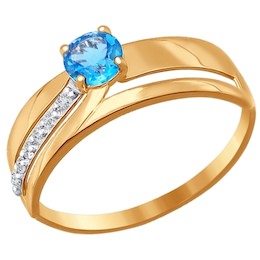 Кольцо из золота с голубым фианитом 016877