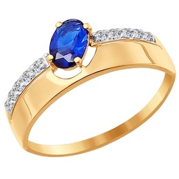 Кольцо из золота с синим фианитом 016917