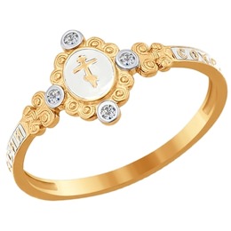 Кольцо из золота с эмалью с фианитами 016930