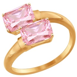 Кольцо из золота с розовыми фианитами 016980