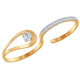 Разъёмное кольцо на два пальца из золота 017037