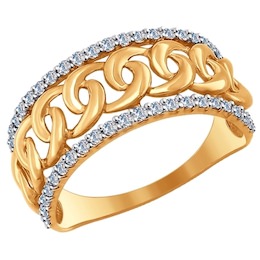 Кольцо из золота с фианитами «Цепь» 017041