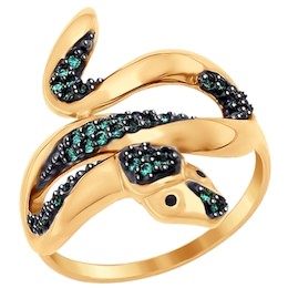 Кольцо «Змейка» из золота с фианитами 017117