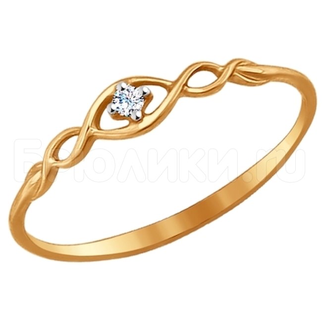 Помолвочное кольцо из золота с фианитом 017141