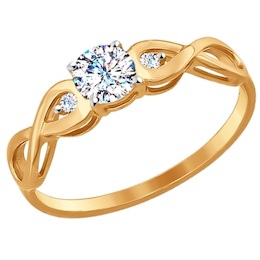 Помолвочное кольцо из золота с фианитами 017154