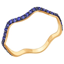Кольцо из золота с синими фианитами 017419