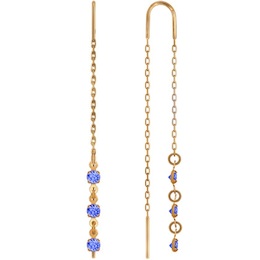 Серьги-цепочки из золота с голубыми фианитами 022808