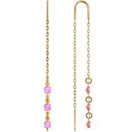 Серьги-цепочки из золота с розовыми фианитами 022809