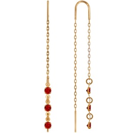 Серьги-цепочки из золота с красными фианитами 022811