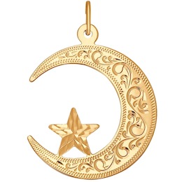 Подвеска мусульманская из золота с алмазной гранью и гравировкой 032177