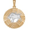 Подвеска знак зодиака из комбинированного золота с алмазной гранью «Телец» 032314