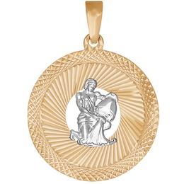 Подвеска знак зодиака из комбинированного золота с алмазной гранью «Водолей» 032335