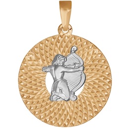 Подвеска знак зодиака из комбинированного золота с алмазной гранью «Стрелец» 032345