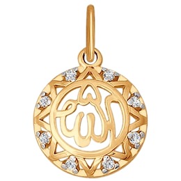 Подвеска мусульманская из золота с фианитами 034439