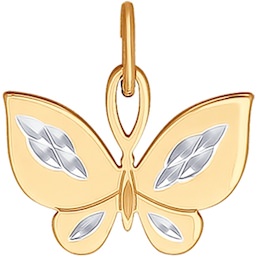 Подвеска Бабочка из золота с алмазной гранью 034645