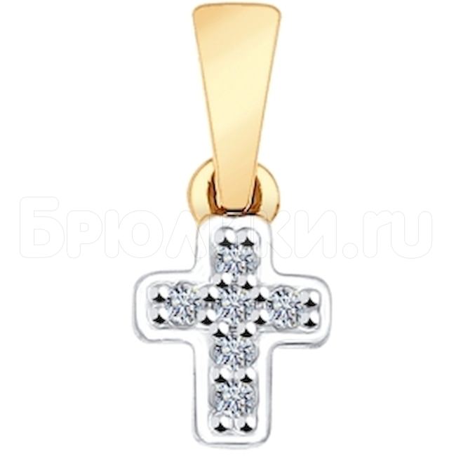 Крест из золота с фианитами 034852