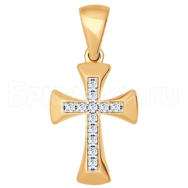 Крест из золота с фианитами 034876
