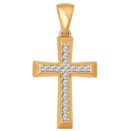 Крест из золота с фианитами 034877