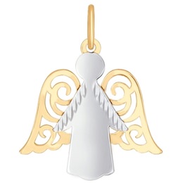 Подвеска «Ангел» из комбинированного золота с алмазной гранью 035032