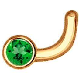 Пирсинг в нос из золота с зелёным фианитом 060118