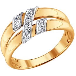 Кольцо из комбинированного золота с бриллиантами 1010005