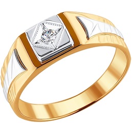 Кольцо из комбинированного золота с бриллиантом 1010008