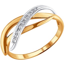 Кольцо из комбинированного золота с бриллиантами 1010012