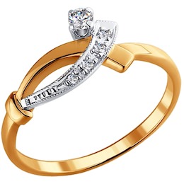 Кольцо из комбинированного золота с бриллиантами 1010048