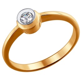 Кольцо из комбинированного золота с бриллиантом 1010054