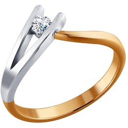 Комбинированное кольцо для помолвки с бриллиантом 1010057