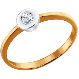 Помолвочное кольцо из комбинированного золота с бриллиантом 1010058