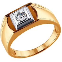Кольцо из комбинированного золота с бриллиантом 1010103