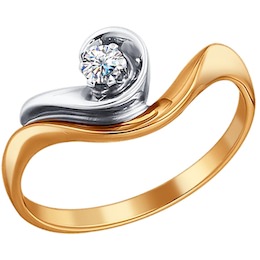Комбинированное помолвочное кольцо с бриллиантом 1010176