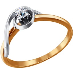 Золотое помолвочное кольцо с бриллиантом 1010177