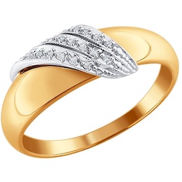 Кольцо из белого и красного золота с бриллиантами 1010221