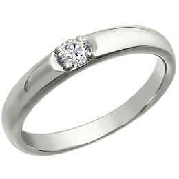 Обручальное кольцо из белого золота с бриллиантом 1010285