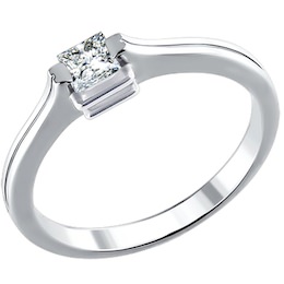 Помолвочное кольцо из белого золота с бриллиантом 1010315