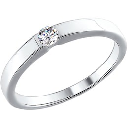 Обручальное кольцо из белого золота с бриллиантом 1010336
