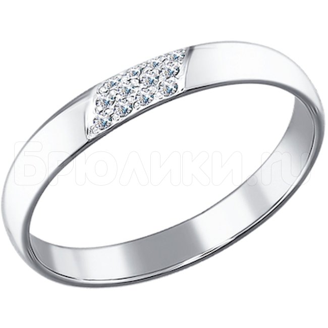 Обручальное кольцо из белого золота с бриллиантами 1010434