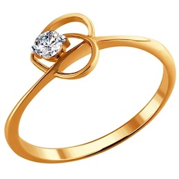 Кольцо с бриллиантом из золота 1010452