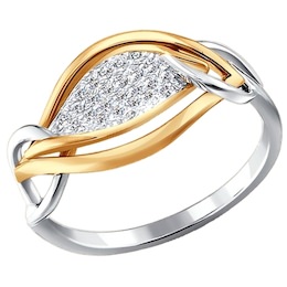 Кольцо из комбинированного золота с бриллиантами 1010477