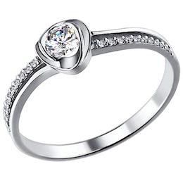 Помолвочное кольцо из белого золота с бриллиантами 1010495