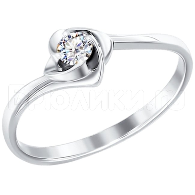Помолвочное кольцо из белого золота с бриллиантом 1010525