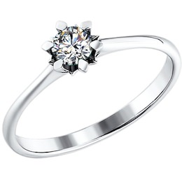 Помолвочное кольцо из белого золота с бриллиантом 1010531