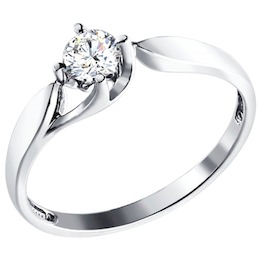 Помолвочное кольцо из белого золота с бриллиантом 1010690
