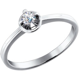 Помолвочное кольцо из белого золота c бриллиантом в круглом касте 1010745