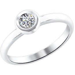 Помолвочное кольцо c бриллиантом в глухой закрепке 1010972