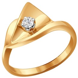 Кольцо из комбинированного золота с бриллиантом 1010996