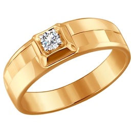 Кольцо из золота с алмазной гранью с бриллиантом 1011047