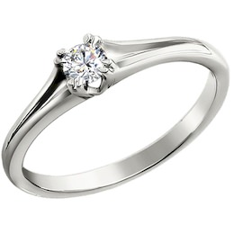 Изящное помолвочное кольцо из белого золота c бриллиантом 1011056
